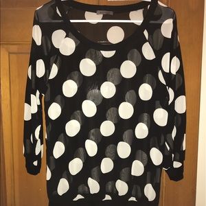 Sheer polka dot blouse