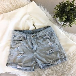 Ellison Shorts - Ellison Distressed Light Wash Denim Shorts Ellison Shorts - Ellison Distressed Light Wash Denim Shorts