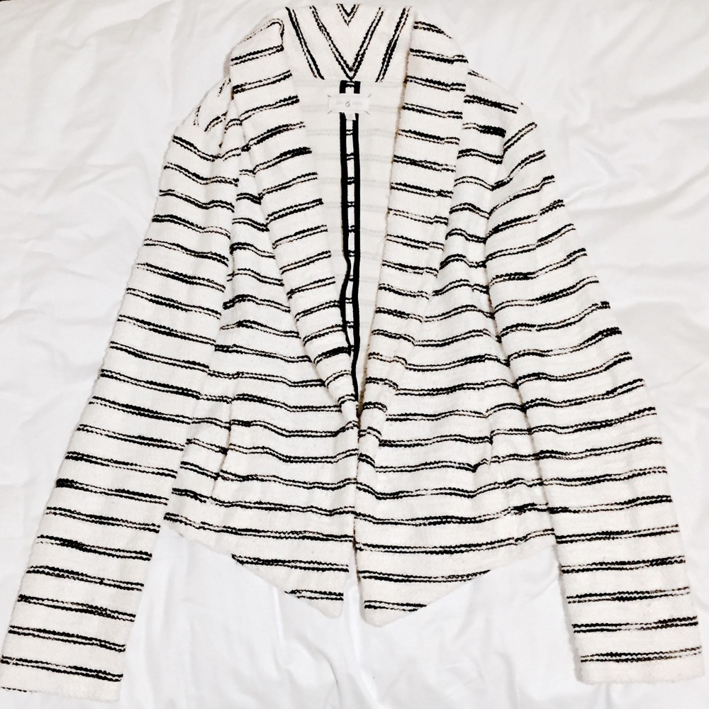 Off White Striped Thick Comfy Jacket Blazer