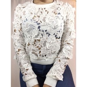 💎AKIRA FLORAL LACE CROP SWEATER💎