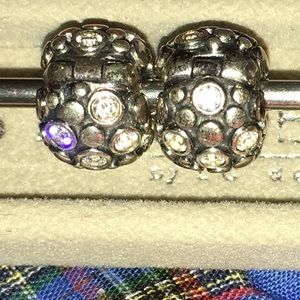 2 Authentic Pandora clips with silver design/cz's