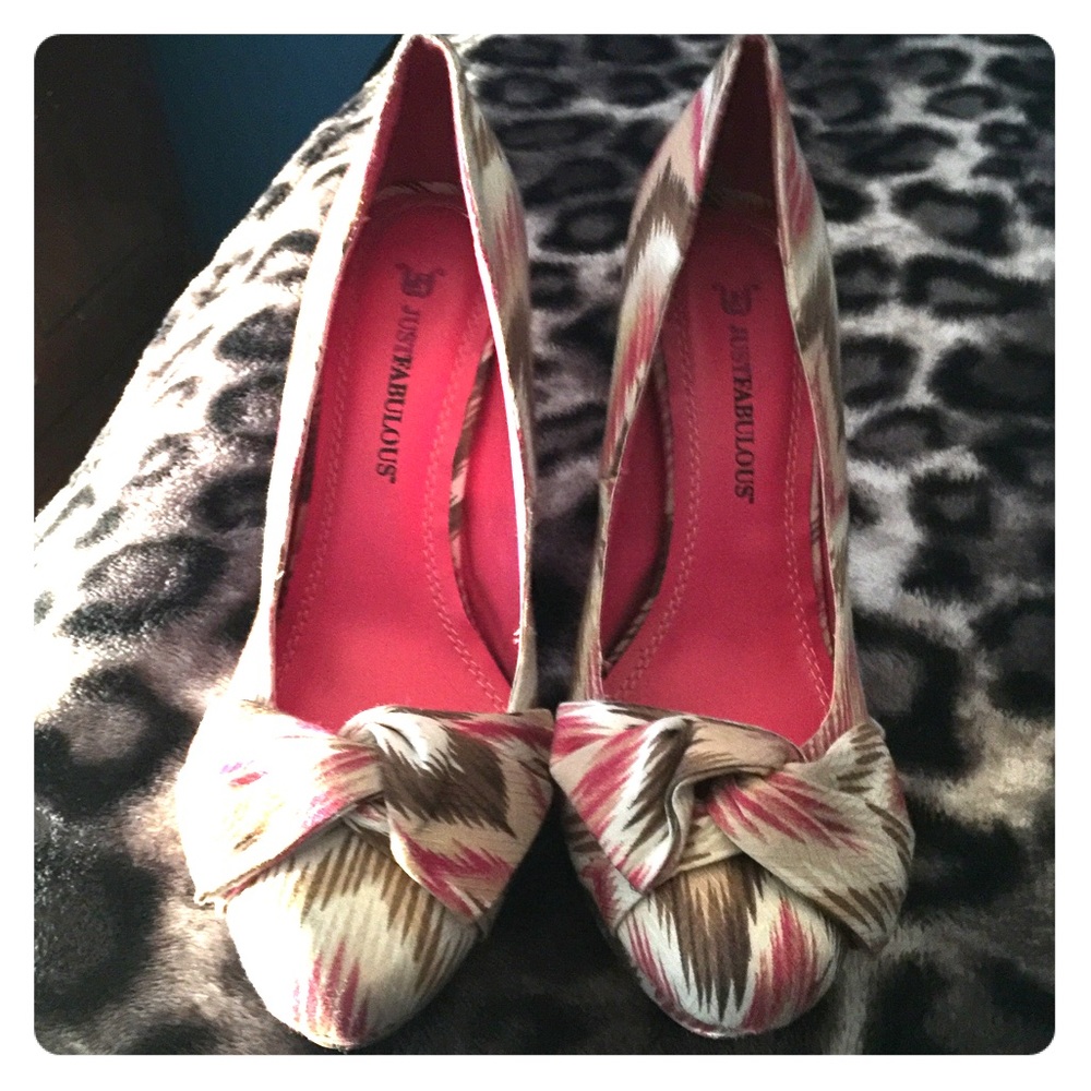 Tribal print pink tan high heel