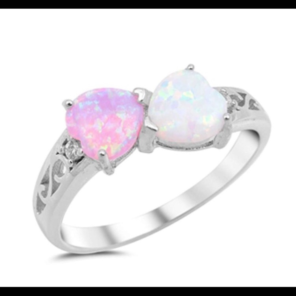 Sterling silver 925 double heart ring