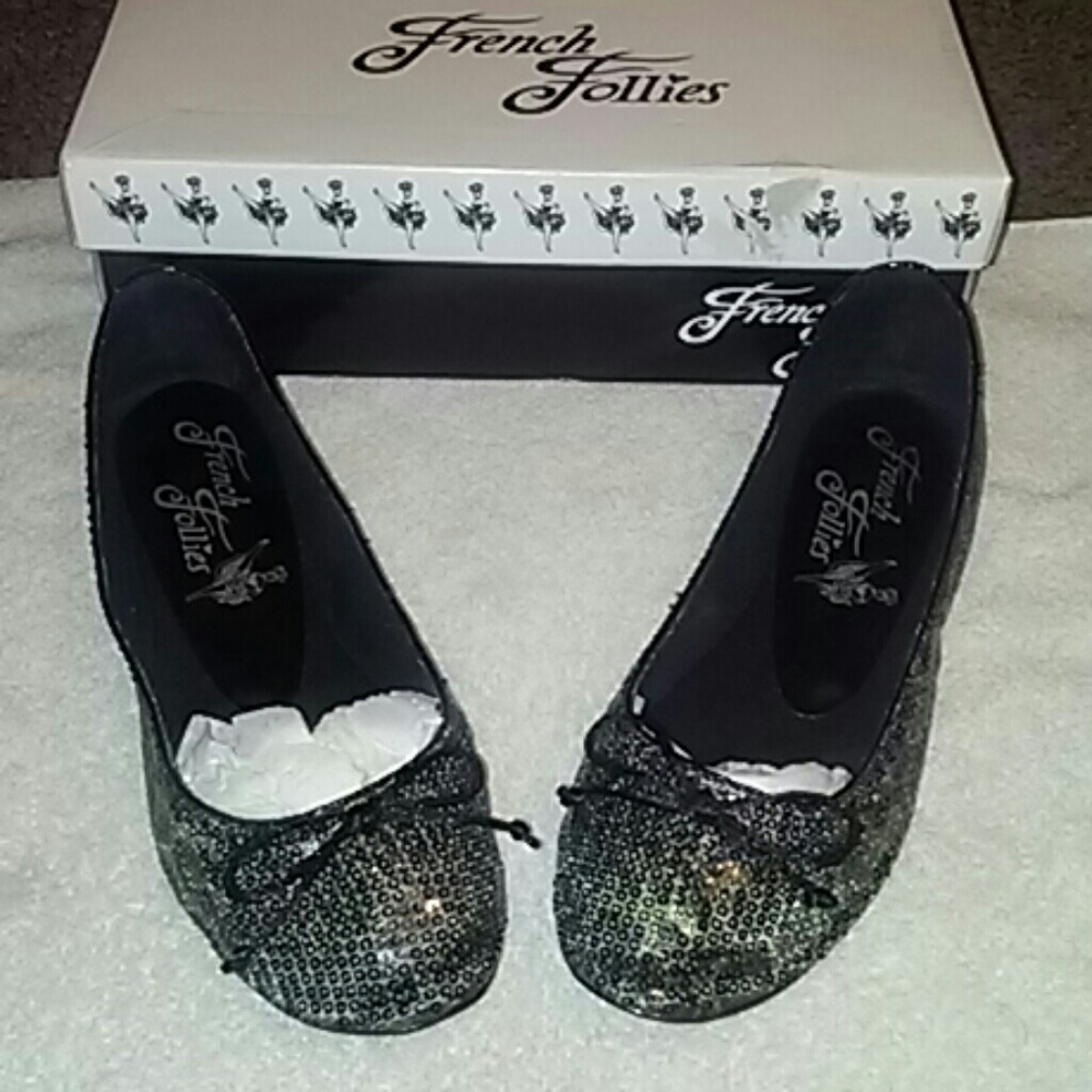 NWT FRENCH FOLLIES "EDIE" SEQUIN BALLET FLATS?
