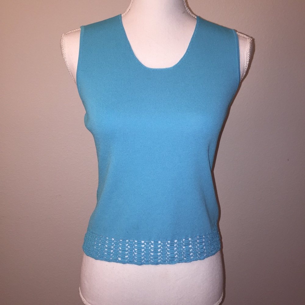 J. A. C. Blue Knit Cropped Tank Top