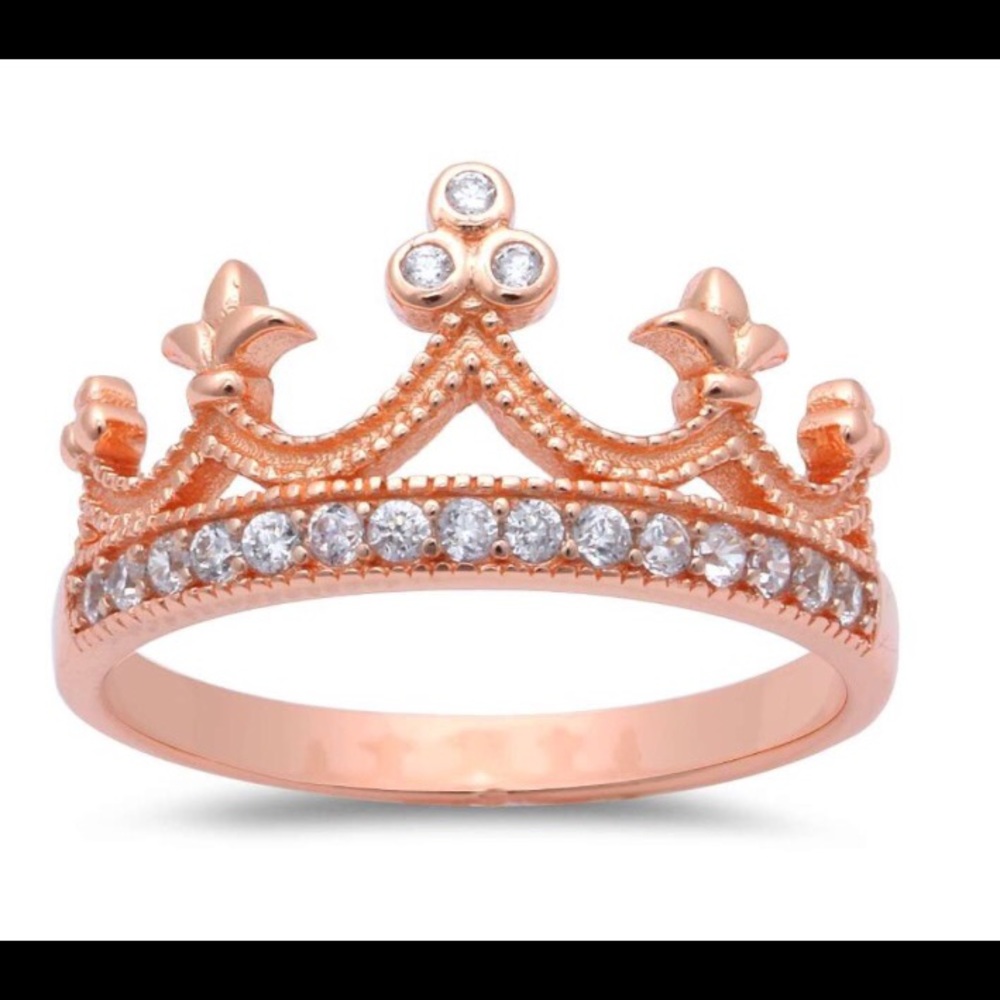 Sterling silver 925 crown dainty princess ring - Picture 2 of 8