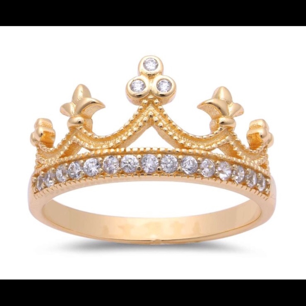Sterling silver 925 crown dainty princess ring - Picture 3 of 8