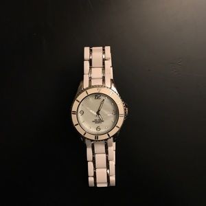 White and silver watch