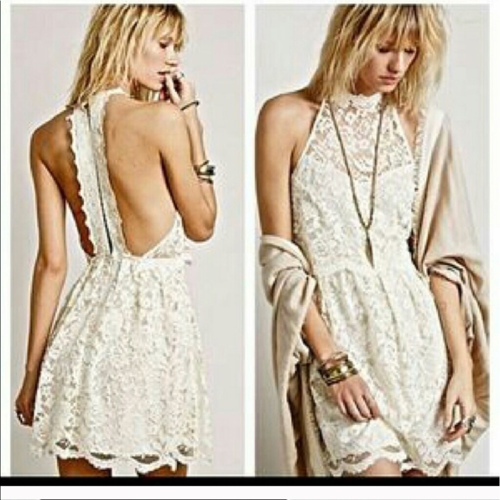 FREE PEOPLE lace open back dress