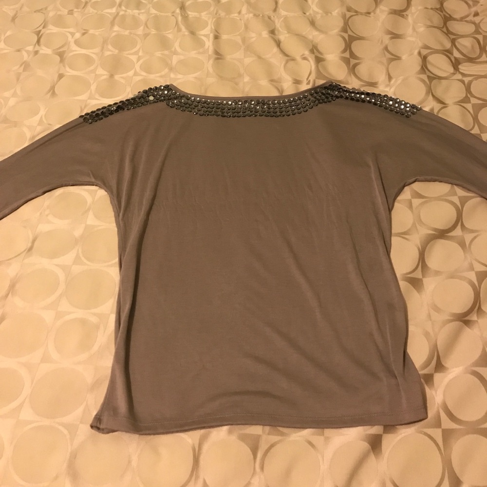 Armani exchange knit top with jewel detail