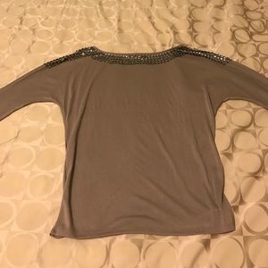 Armani exchange knit top with jewel detail