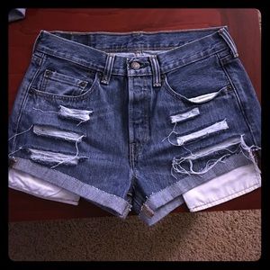 New Levi's High Waisted Distressed Denim Shorts