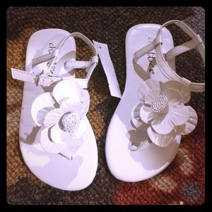 White flower girl's sandals