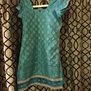 Indian Benarsi Silk Baby Blue Suit