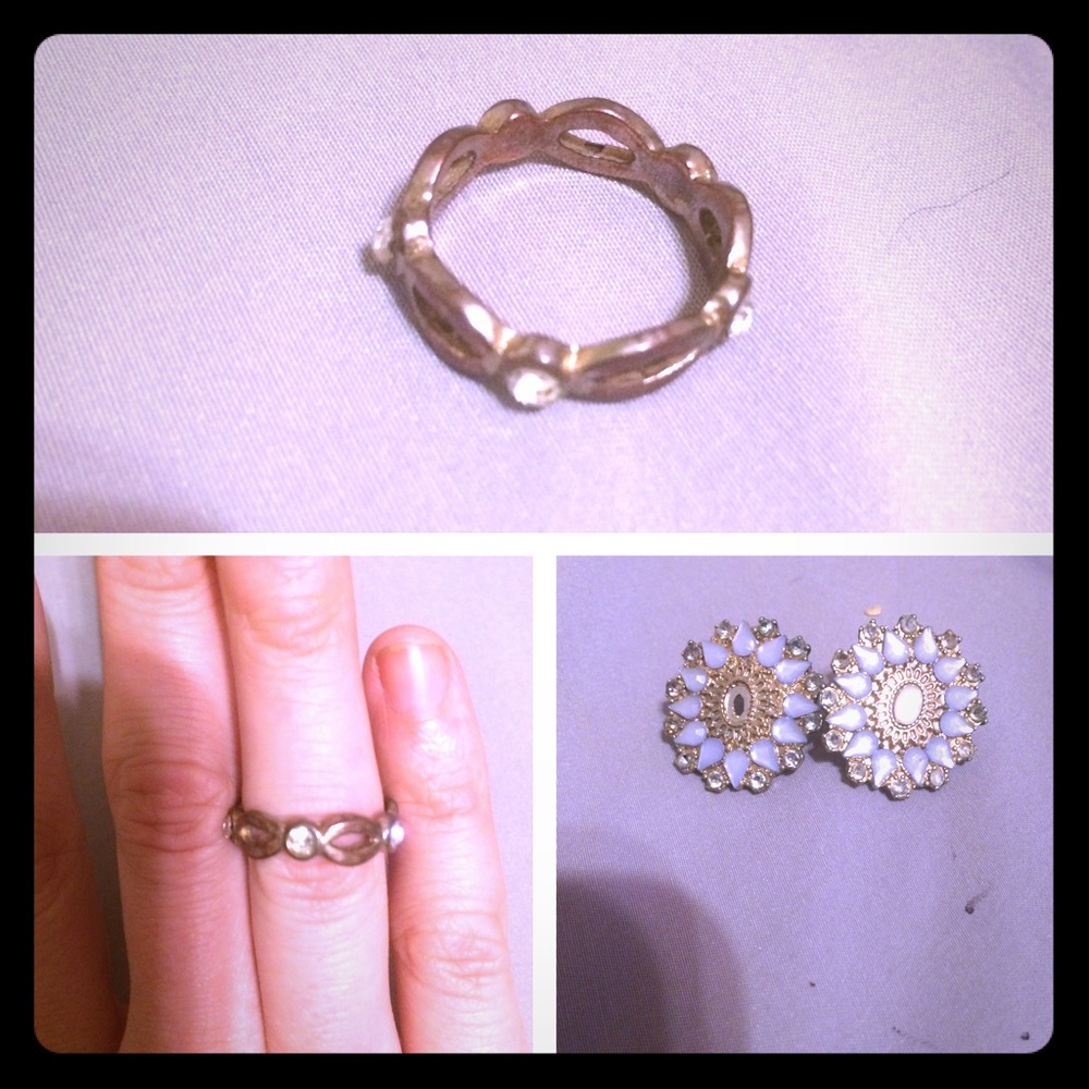 2 Rings & Earring Pair - Picture 2 of 2