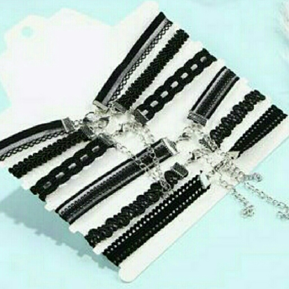 New Black Choker necklace set of 6