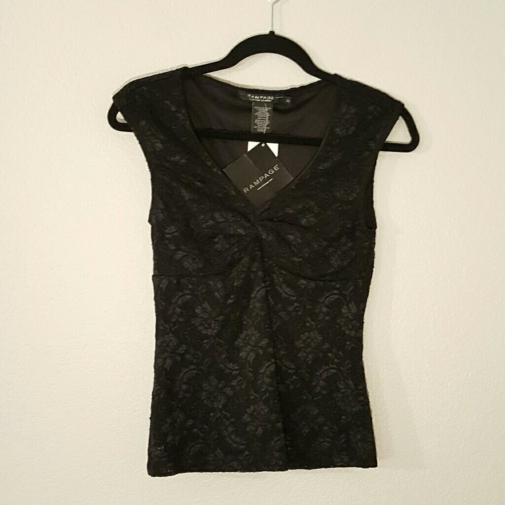 NWT Black Lace Rampage Blouse
