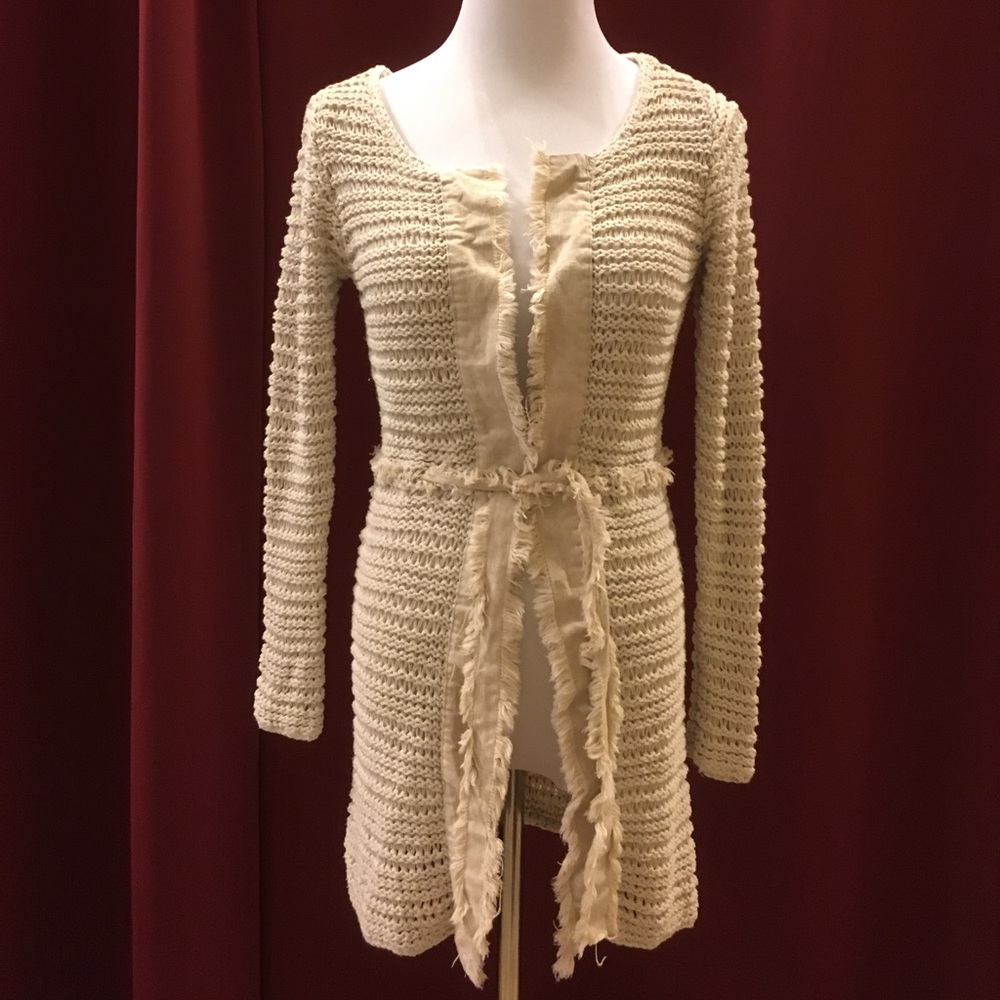 Raisey Natural Color Crochet Sweater Cardigan