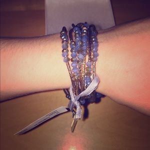 Beautiful Blue & Gold Beaded Bracelet Clusters