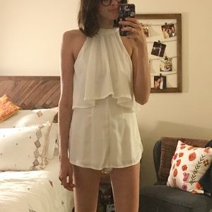 White flowy romper