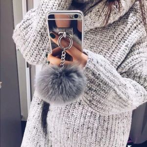 Mirror fur ball iphone case