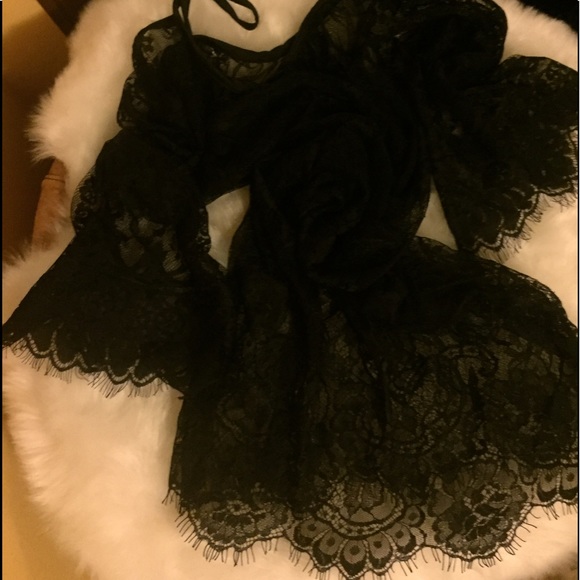 🎉4xHP🎉BlackLaceColdShoulderCoverUpDressTunicTop - Picture 3 of 5