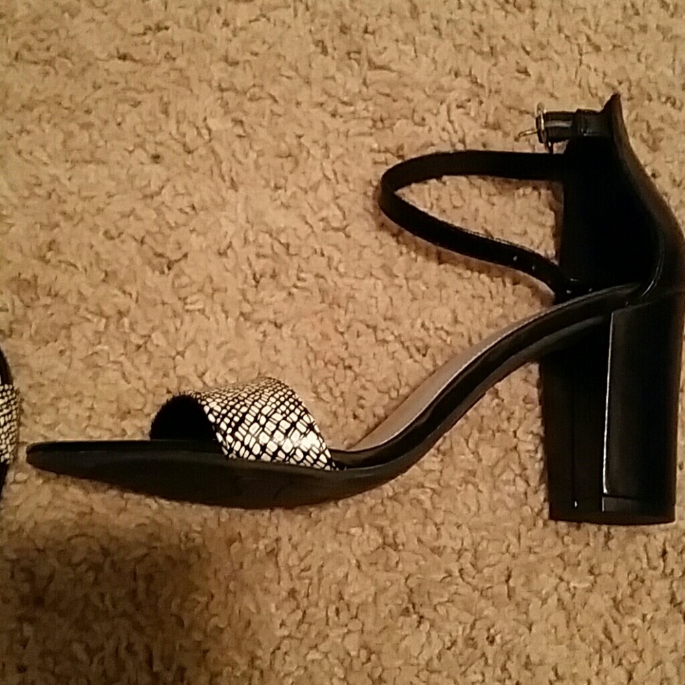 Black and White heeled sandals