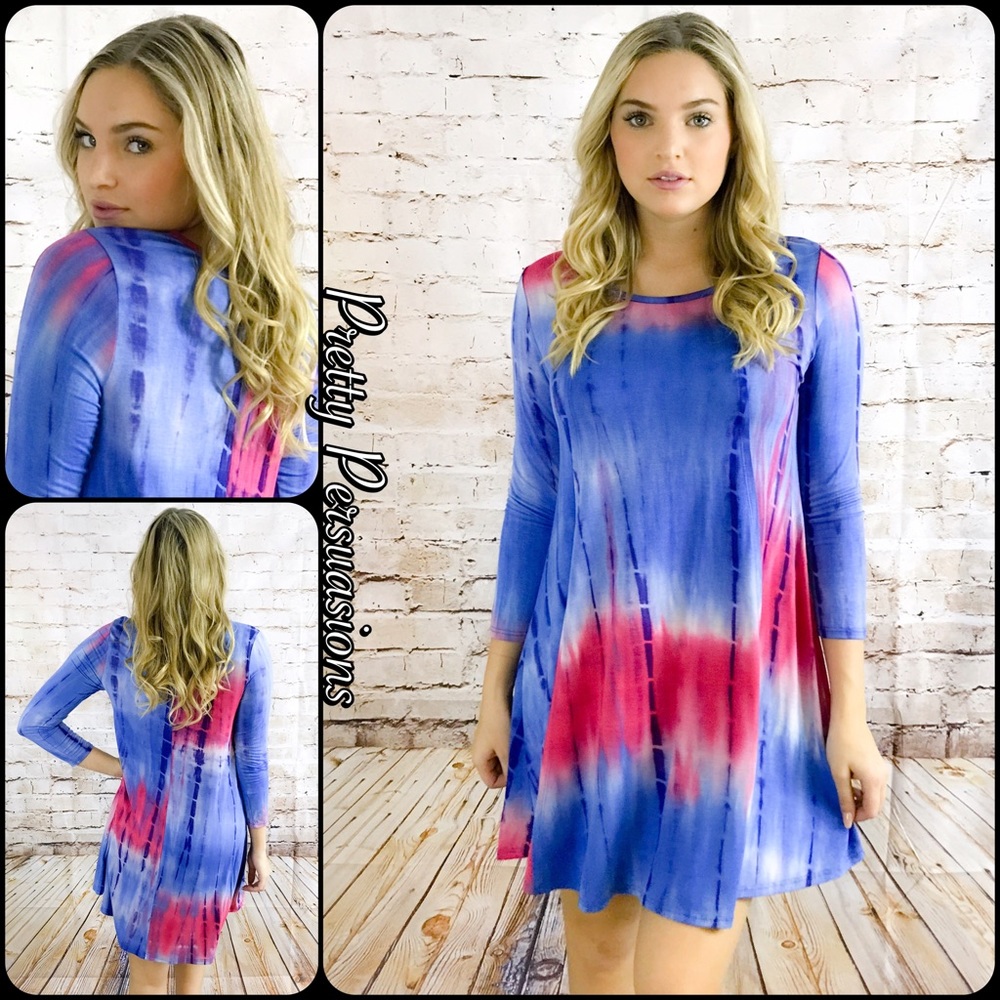 NWT Blue Mix Festival Tie Dyed Hippie Dress - Picture 4 of 4