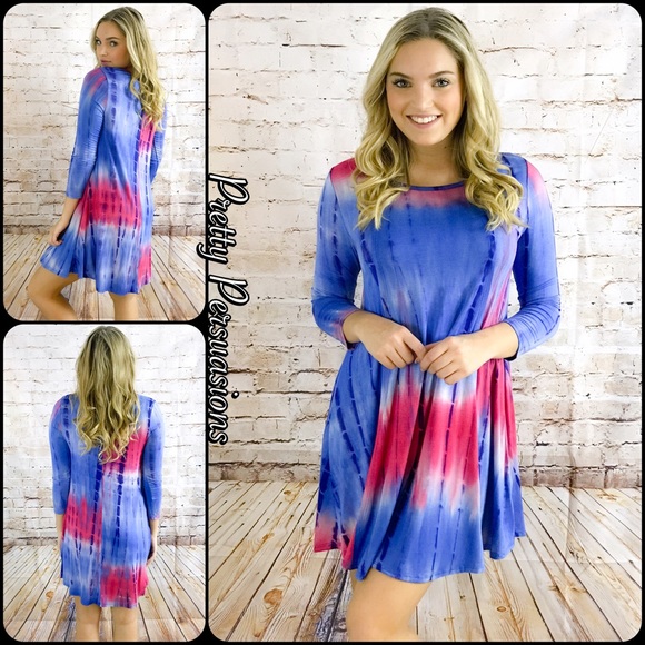 Pretty Persuasions Dresses & Skirts - NWT Blue Mix Festival Tie Dyed Hippie Dress