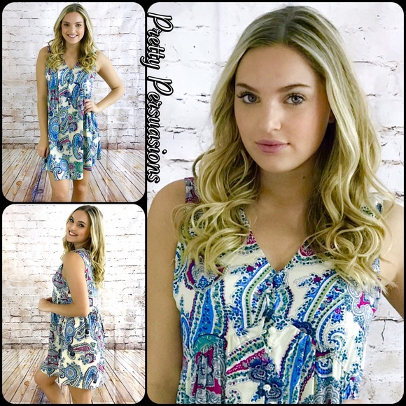 CLEARANCE‼️NWT Paisley Print Boho Mini Dress Tunic - Picture 4 of 4