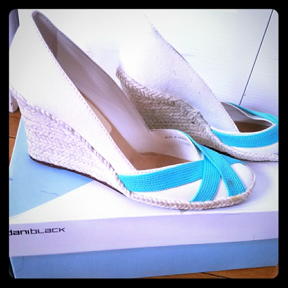 White canvas espadrille wedge