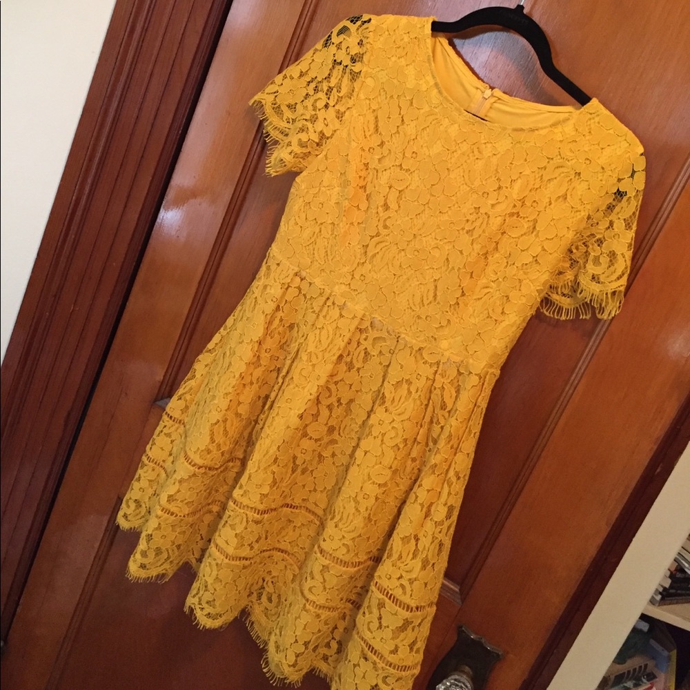 Mustard yellow lace dress
