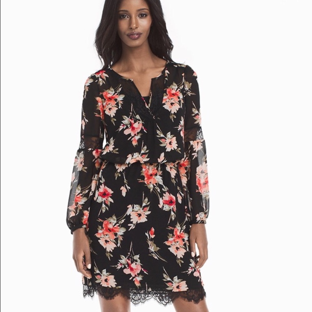Floral lace black flower dress(sexy)