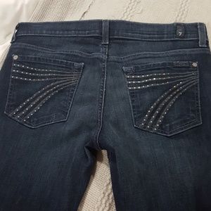 7FAM Dark Dojo jeans with rhinestones on pockets
