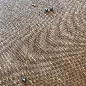 Pearl and diamond necklace and earring set