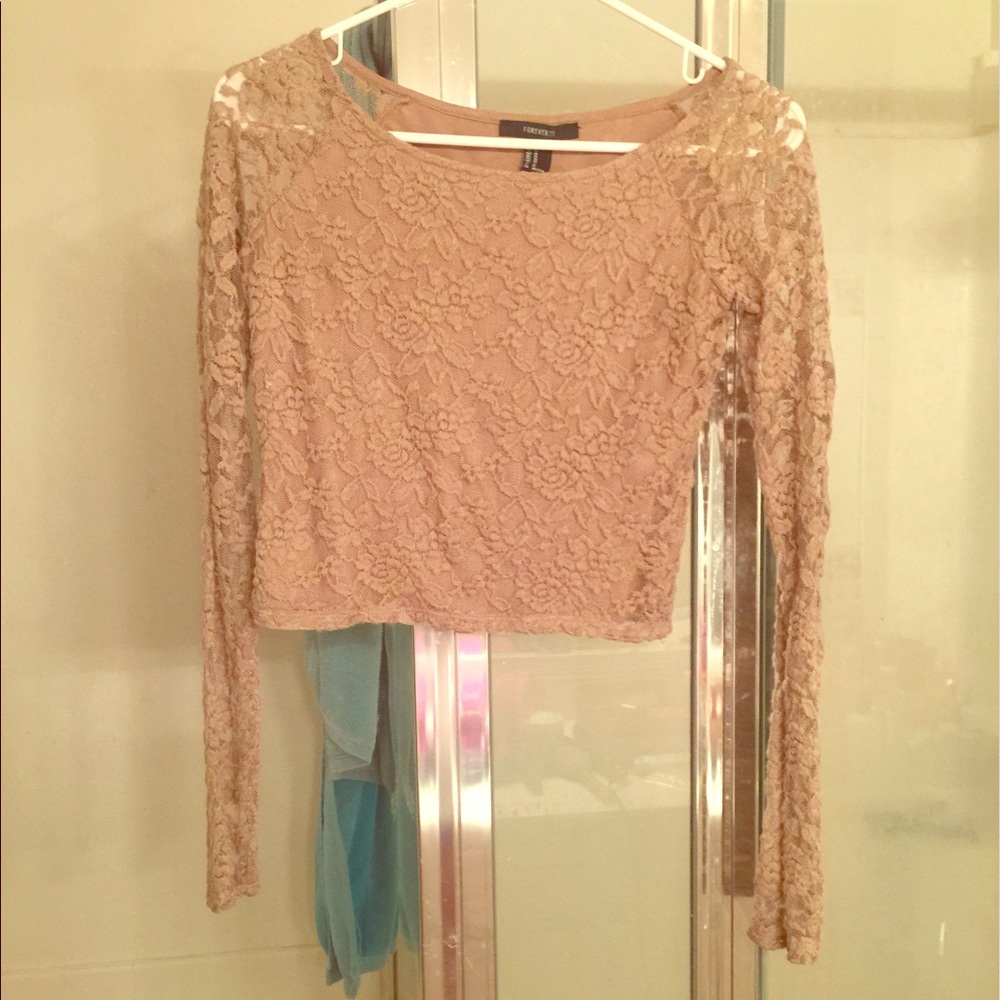 Tan Lacey blouse crop top