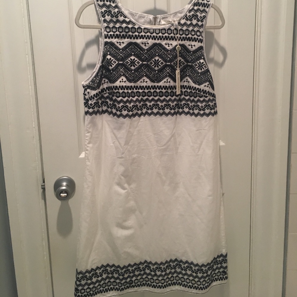 Bohemian Max studio blue and white shift dress