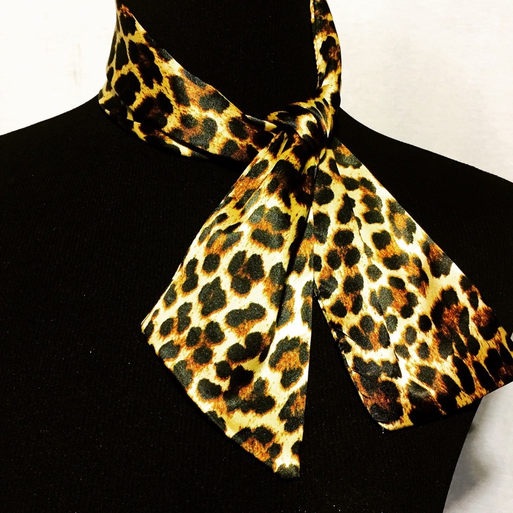 Satin Leopard Print Scarf