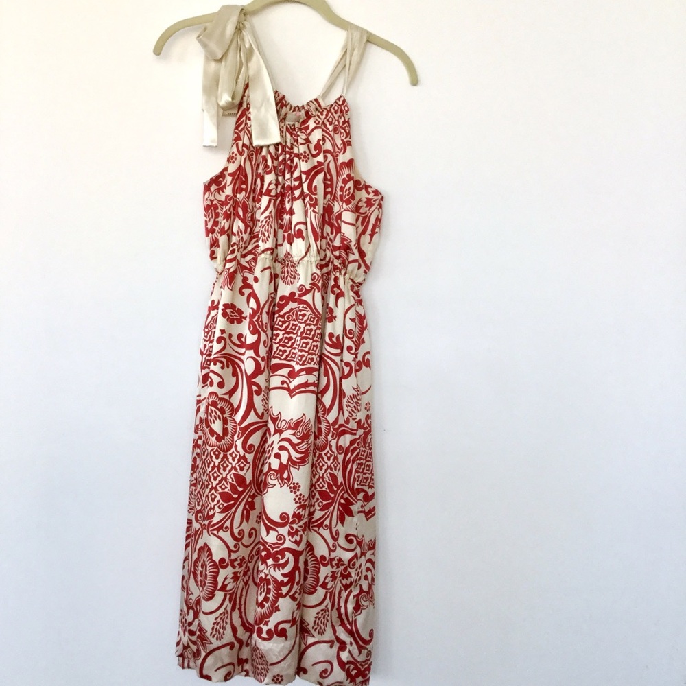 Maternity Dress with Damask Print, 100% Silk