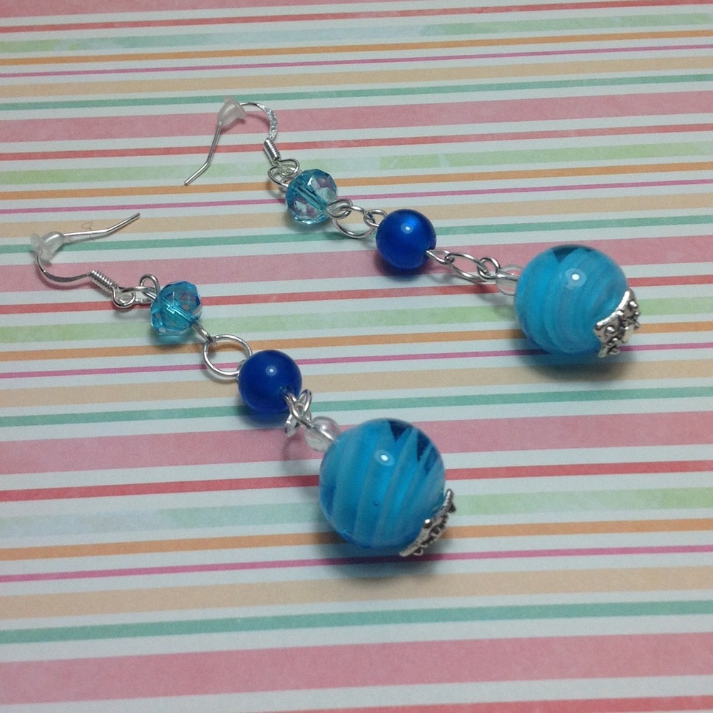 Blue Glass Bead Earrings