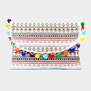 Colorful Pom Pom Clutch Bag
