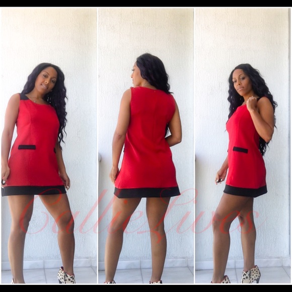 P.B. Collection Dresses & Skirts - P.B. Collection Red Black Mini Sheath A Line Dress