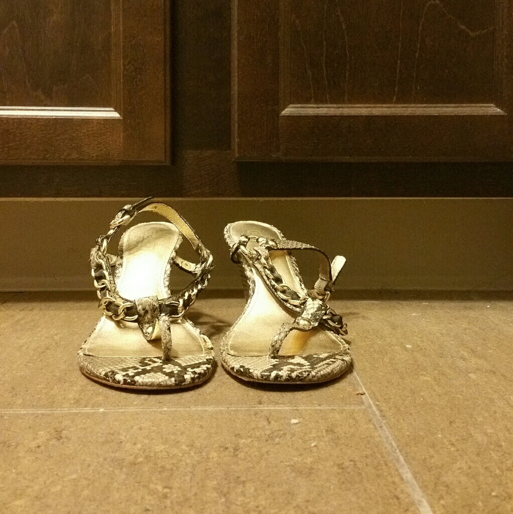 EUC Coach snakeskin wedge sandals