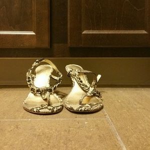 EUC Coach snakeskin wedge sandals