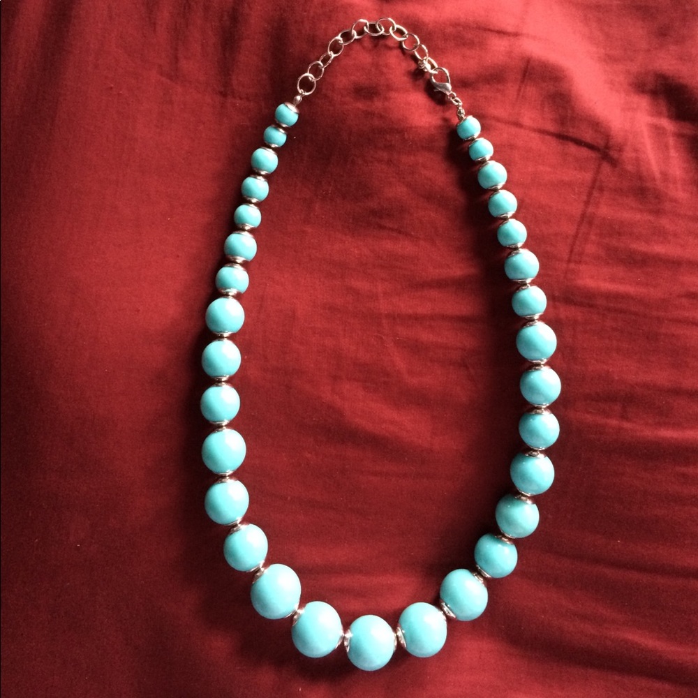 Aqua Graduated Beaded Necklace