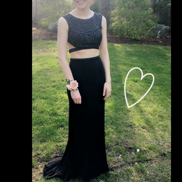 Black sherri hill two piece gown - Picture 3 of 4