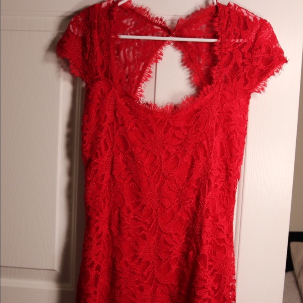 Red lace dress