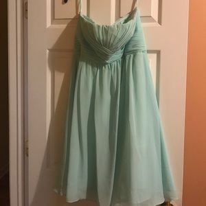 Blue strapless dress