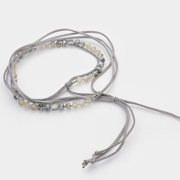 Wrap Bracelet in Faux Suede with Accent Beads - Picture 2 of 2