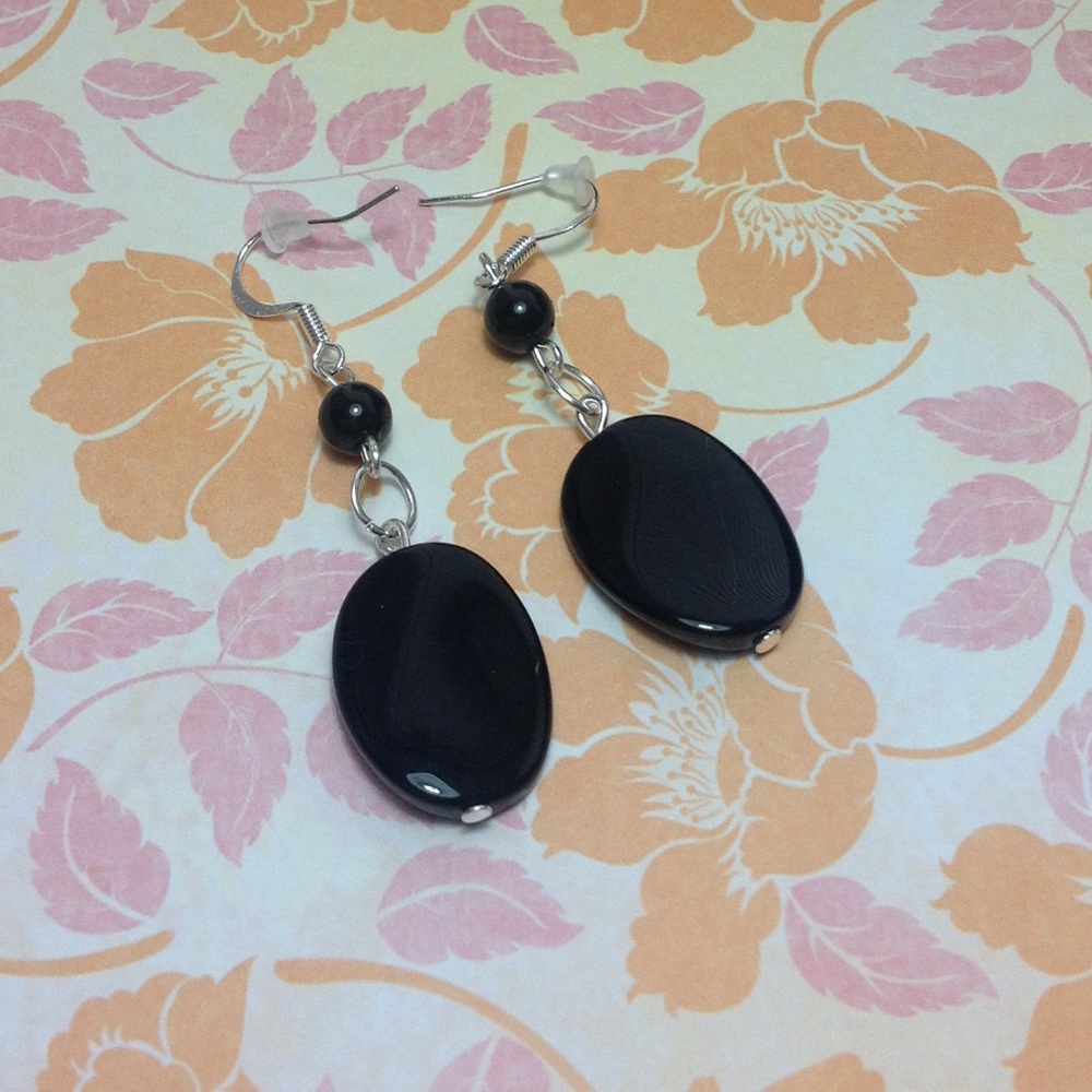 Black Glass Bead Earrings